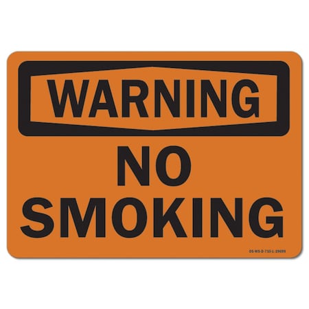 Signmission OSHA Warning Sign, No Smoking, 18in X 12in Rigid Plastic, 12" W, 18" L, Landscape OS-WS-P-1218-L-19699